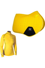 2022 Woof Wear Womens Performance Riding Shirt & Close Contact Saddle Cloth Bundle - Sunshine Yellow